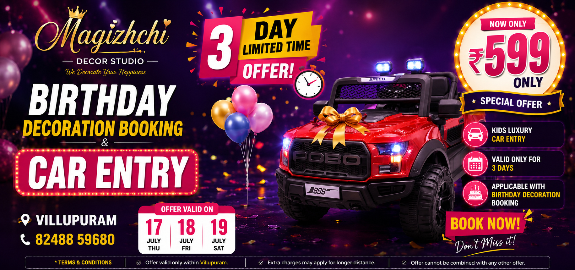 மகிழ்ச்சி Decor Studio limited time offer banner